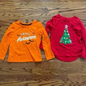 🎃🎄Two Cat and Jack size 4 long sleeve tops Halloween and Christmas🎃🎄